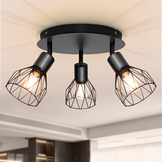 Lámpara de Techo Industrial con 3 Focos LED Giratorios para Transformar tu Hogar