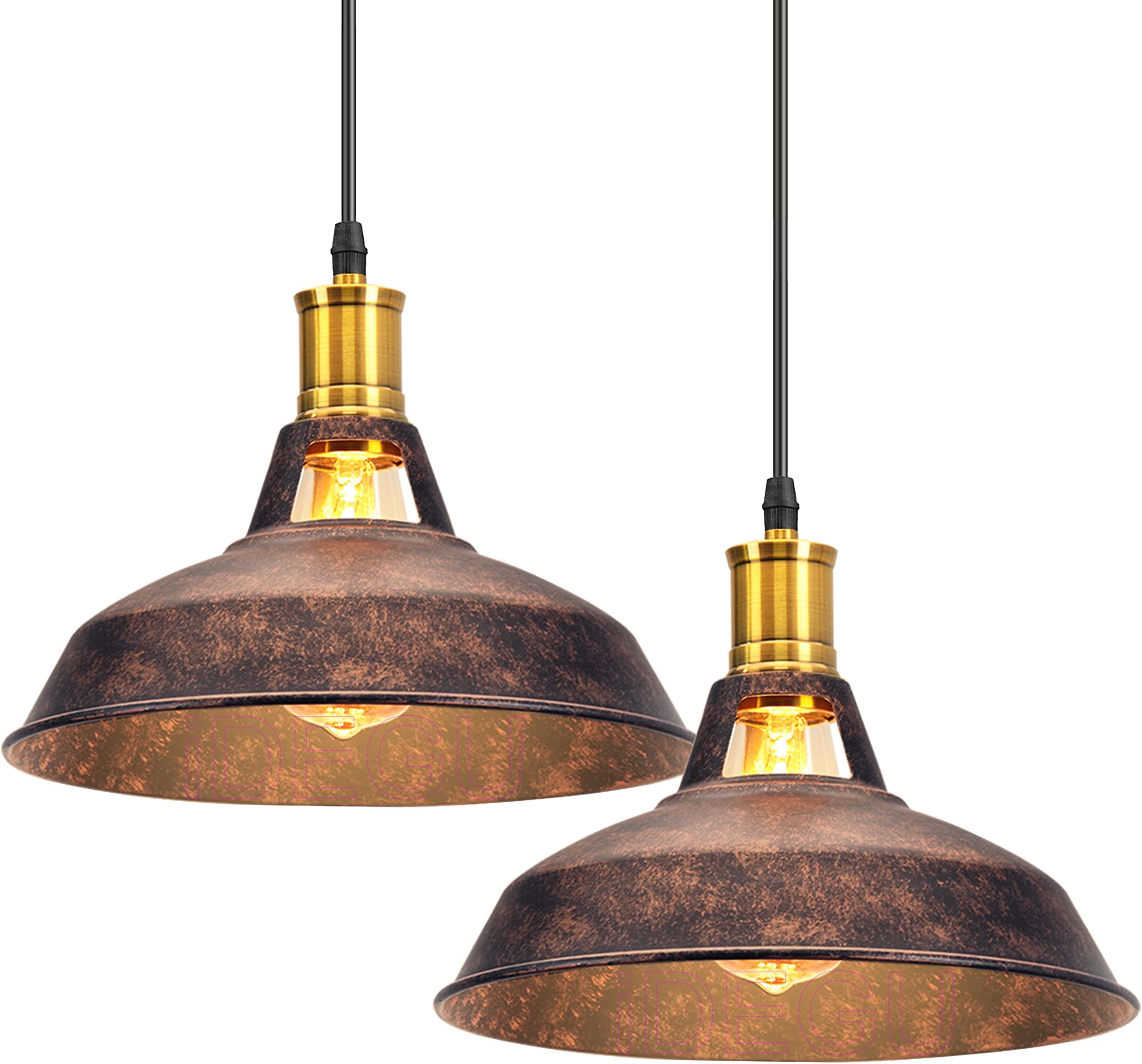 iDEGU 2 Piezas Lámparas Colgantes Vintage Lámpara de Techo Industrial Iluminación E27 Retr