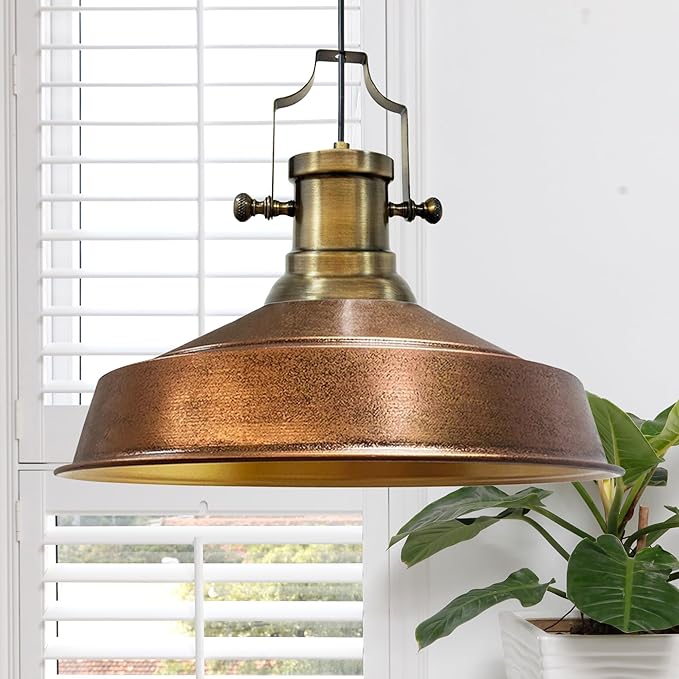 Bamyum Asletl Lámpara Colgante Industrial de 40 cm, Moderna de Metal para Isla de Cocina, 