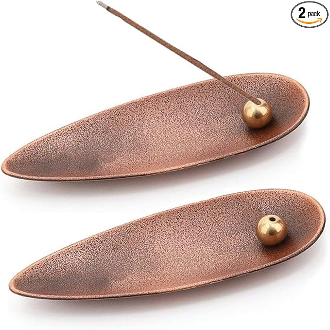 Juego de 2 soportes de incienso de metal de cobre, apto para soporte de incienso, soporte