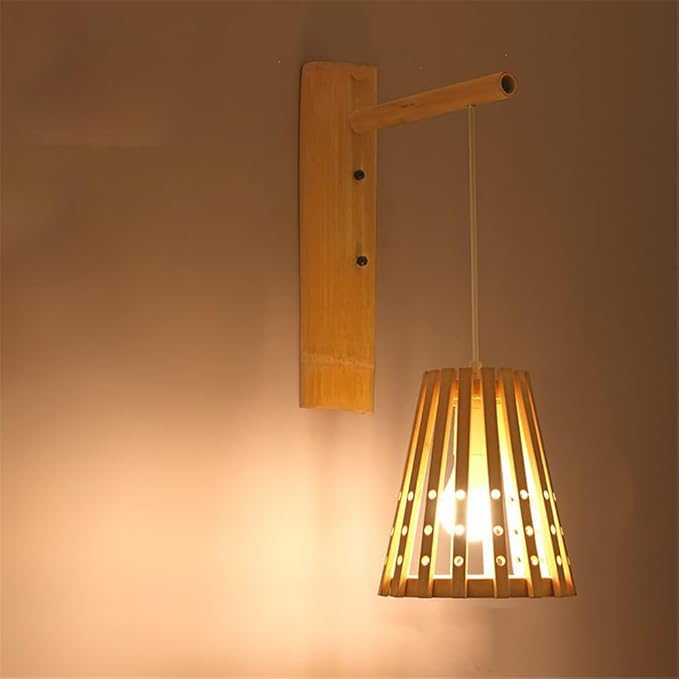 Lámpara de pared de arte de bambú tejido moderno LED Retro estudio creativo dormitorio sal